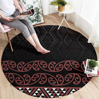 Maori Taniko Patterns Round Carpet Brown Niho Taniwha Mix Paatiki Motifs