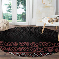Maori Taniko Patterns Round Carpet Brown Niho Taniwha Mix Paatiki Motifs