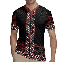 Maori Taniko Patterns Rugby Jersey Brown Niho Taniwha Mix Paatiki Motifs
