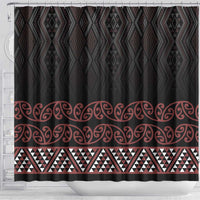 Maori Taniko Patterns Shower Curtain Brown Niho Taniwha Mix Paatiki Motifs