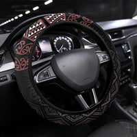 Maori Taniko Patterns Steering Wheel Cover Brown Niho Taniwha Mix Paatiki Motifs