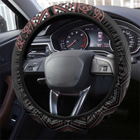 Maori Taniko Patterns Steering Wheel Cover Brown Niho Taniwha Mix Paatiki Motifs