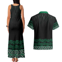 Maori Taniko Patterns Couples Matching Tank Maxi Dress and Hawaiian Shirt Pounamu Niho Taniwha Mix Paatiki Motifs LT7 - Polynesian Pride