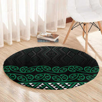Maori Taniko Patterns Round Carpet Pounamu Niho Taniwha Mix Paatiki Motifs