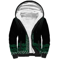 Maori Taniko Patterns Sherpa Hoodie Pounamu Niho Taniwha Mix Paatiki Motifs