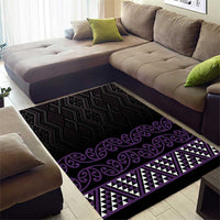 Maori Taniko Patterns Area Rug Purple Niho Taniwha Mix Paatiki Motifs