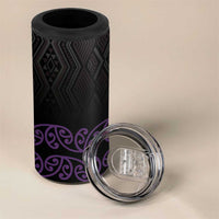 Maori Taniko Patterns 4 in 1 Can Cooler Tumbler Purple Niho Taniwha Mix Paatiki Motifs