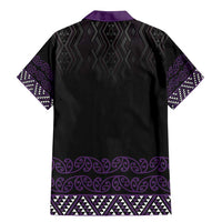 Maori Taniko Patterns Family Matching Mermaid Dress and Hawaiian Shirt Purple Niho Taniwha Mix Paatiki Motifs