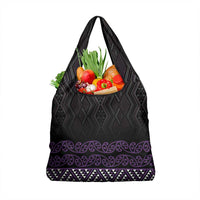 Maori Taniko Patterns Grocery Bag Purple Niho Taniwha Mix Paatiki Motifs