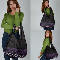 Maori Taniko Patterns Grocery Bag Purple Niho Taniwha Mix Paatiki Motifs