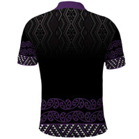 Maori Taniko Patterns Polo Shirt Purple Niho Taniwha Mix Paatiki Motifs