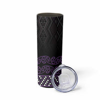 Maori Taniko Patterns Skinny Tumbler Purple Niho Taniwha Mix Paatiki Motifs