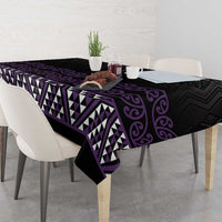 Maori Taniko Patterns Tablecloth Purple Niho Taniwha Mix Paatiki Motifs