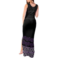 Maori Taniko Patterns Tank Maxi Dress Purple Niho Taniwha Mix Paatiki Motifs