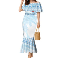 Fiji Rugby Custom Kaiviti Masi Family Matching Mermaid Dress and Hawaiian Shirt Turquoise - Polynesian Pride