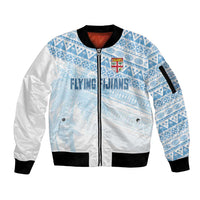 Fiji Rugby Custom Kaiviti Masi Sleeve Zip Bomber Jacket Turquoise - Polynesian Pride