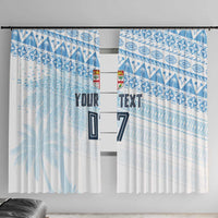 Fiji Rugby Custom Kaiviti Masi Window Curtain Turquoise - Polynesian Pride