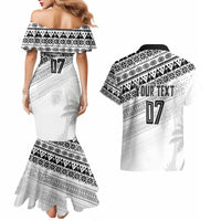 Fiji Rugby Custom Kaiviti Masi Couples Matching Mermaid Dress and Hawaiian Shirt Black - Polynesian Pride