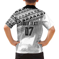 Fiji Rugby Custom Kaiviti Masi Family Matching Long Sleeve Bodycon Dress and Hawaiian Shirt Black - Polynesian Pride