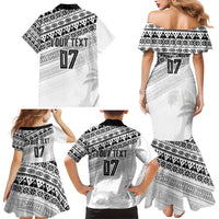 Fiji Rugby Custom Kaiviti Masi Family Matching Mermaid Dress and Hawaiian Shirt Black - Polynesian Pride