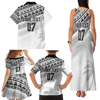Fiji Rugby Custom Kaiviti Masi Family Matching Tank Maxi Dress and Hawaiian Shirt Black - Polynesian Pride