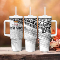 Fiji Rugby Custom Kaiviti Masi Tumbler With Handle Black - Polynesian Pride