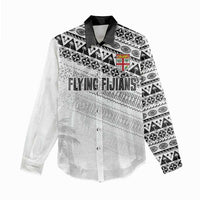 Fiji Rugby Custom Kaiviti Masi Women Casual Shirt Black - Polynesian Pride