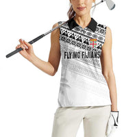 Fiji Rugby Custom Kaiviti Masi Women Sleeveless Polo Shirt Black - Polynesian Pride