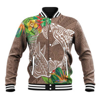 Polynesia Baseball Jacket Sharks Duo Tropical Brown
