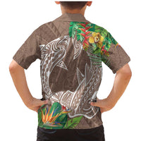 Polynesia Family Matching Mermaid Dress and Hawaiian Shirt Sharks Duo Tropical Brown