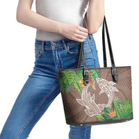 Polynesia Leather Tote Bag Sharks Duo Tropical Brown