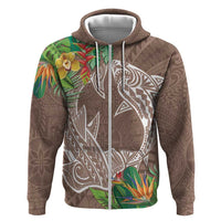 Polynesia Zip Hoodie Sharks Duo Tropical Brown