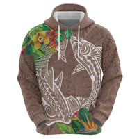 Polynesia Zip Hoodie Sharks Duo Tropical Brown