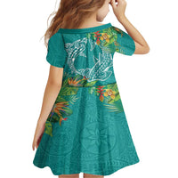 Polynesia Family Matching Tank Maxi Dress and Hawaiian Shirt Sharks Duo Tropical Teal