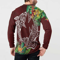 Polynesia Button Sweatshirt Sharks Duo Tropical Oxblood