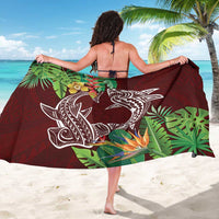 Polynesia Sarong Sharks Duo Tropical Oxblood
