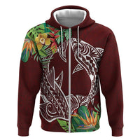 Polynesia Zip Hoodie Sharks Duo Tropical Oxblood