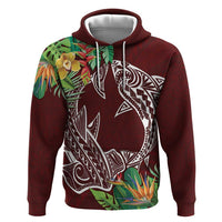 Polynesia Zip Hoodie Sharks Duo Tropical Oxblood