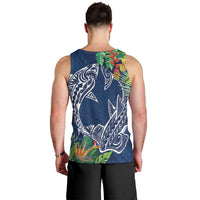 Polynesia Men Tank Top Sharks Duo Tropical Navy
