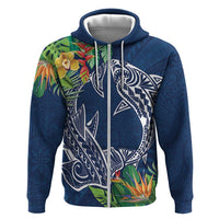 Polynesia Zip Hoodie Sharks Duo Tropical Navy