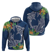 Polynesia Zip Hoodie Sharks Duo Tropical Navy