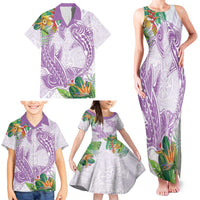 Polynesia Family Matching Tank Maxi Dress and Hawaiian Shirt Sharks Duo Tropical Lavender LT7 - Polynesian Pride