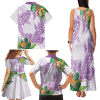 Polynesia Family Matching Tank Maxi Dress and Hawaiian Shirt Sharks Duo Tropical Lavender LT7 - Polynesian Pride