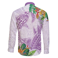 Polynesia Family Matching Tank Maxi Dress and Hawaiian Shirt Sharks Duo Tropical Lavender LT7 - Polynesian Pride
