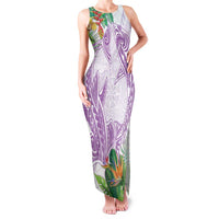 Polynesia Family Matching Tank Maxi Dress and Hawaiian Shirt Sharks Duo Tropical Lavender LT7 Mom's Dress Lavender - Polynesian Pride