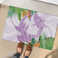 Polynesia Rubber Doormat Sharks Duo Tropical Lavender