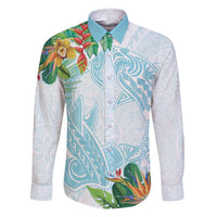 Polynesia Family Matching Tank Maxi Dress and Hawaiian Shirt Sharks Duo Tropical Turquoise