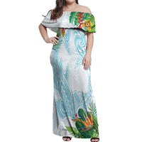 Polynesia Off Shoulder Maxi Dress Sharks Duo Tropical Turquoise