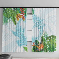 Polynesia Window Curtain Sharks Duo Tropical Turquoise