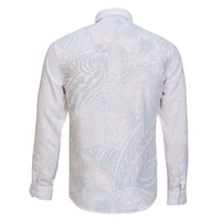 Polynesia Family Matching Off The Shoulder Long Sleeve Dress and Hawaiian Shirt Sharks Duo Tropical Off White